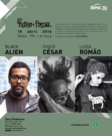 SESC Pinheiros recebe Chico César, Black Alien e Luiza Romão no Sarau Ritmo e Poesia