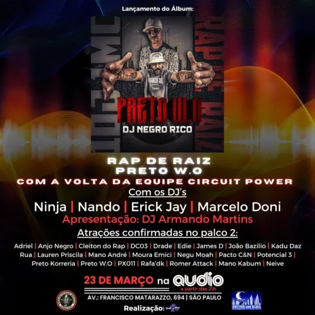 Lançamento do EP “Preto W.O. e DJ Negro Rico - 1 DJ 1 MC Rap de Raiz”